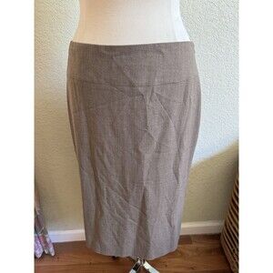 Banana Republic Brown Stretch Wool Skirt Womens Sz 14 Lined Career Made In Italy